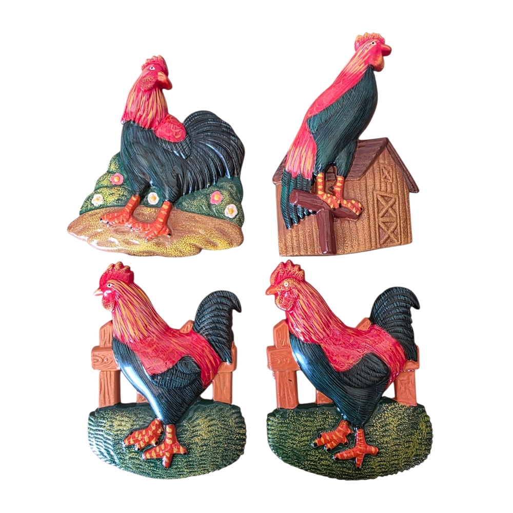 Colorful Rooster Magnent Decor Set